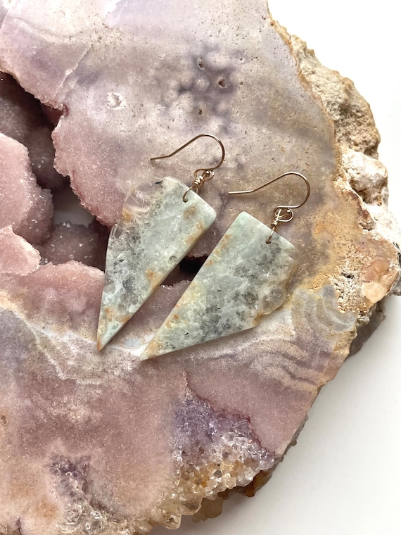 Gold Filled Amazonite Earrings: Genuine Gemstone Dangle Earrings