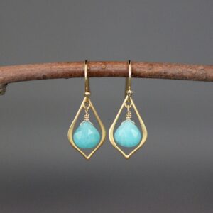 Amazonite Earrings - Green And Gold Earrings - Green Gemstone Earrings - Gold Wire Wrapped Earrings - Matte Gold Earrings - Gold Frames Amazonite Earrings - Green And Gold Earrings - Green Gemstone Earrings - Gold Wire Wrapped Earrings - Matte Gold Earrings - Gold Frames