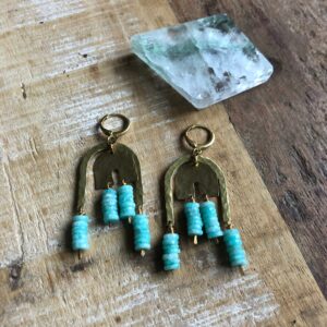 Hammered Brass And Amazonite Statement Earrings Hammered Brass And Amazonite Statement Earrings