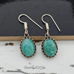 Handmade Amazonite Earrings: 925 Sterling Silver Dangle Drop Earrings Handmade Amazonite Earrings: 925 Sterling Silver Dangle Drop Earrings