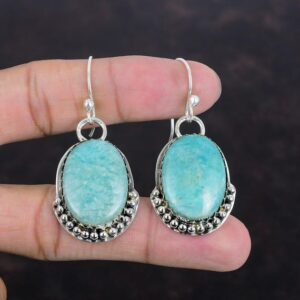 Handmade Amazonite Earrings: 925 Sterling Silver, Elegant Gemstone Jewelry Handmade Amazonite Earrings: 925 Sterling Silver, Elegant Gemstone Jewelry