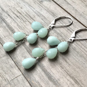 Handmade Amazonite Cascade Earrings: Sterling Silver Dangles