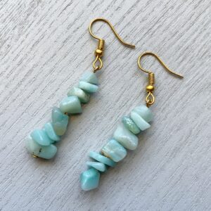 Raw Amazonite Crystal Dangle Earrings: Sterling Silver Boho Gemstone Raw Amazonite Crystal Dangle Earrings: Sterling Silver Boho Gemstone