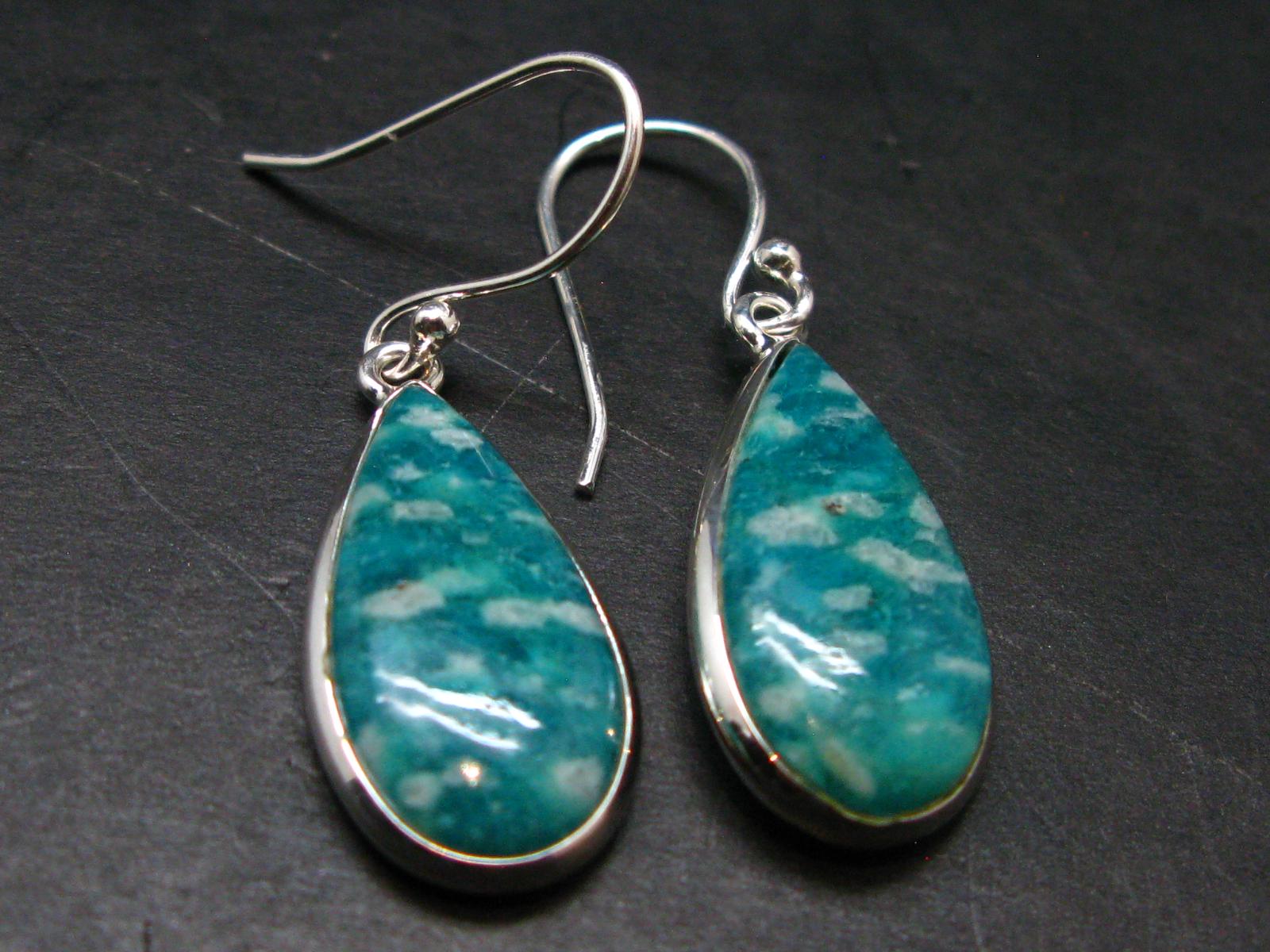 Amazonite Silver Earrings From Russia - 4.51 Grams