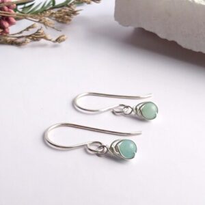 AMAZONITE Earrings Sterling Silver, Dainty Wire Wrapped Earrings, Gift For Her, 925 Sterling Silver, 14K Gold Filled, Wire Wrapped Amazonite AMAZONITE Earrings Sterling Silver, Dainty Wire Wrapped Earrings, Gift For Her, 925 Sterling Silver, 14K Gold Filled, Wire Wrapped Amazonite