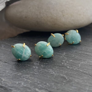 Amazonite Stud Earrings,minimalist Natural Gemstone Studs, Green Stone Posts, Oval Stud Earrings, Gift For Her,dainty Crystal Stud Earrings