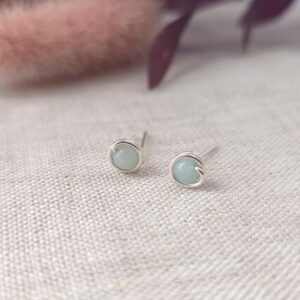 AMAZONITE Stud Earrings Sterling Silver 14K Gold Filled Jewellery Wire Wrapped Gift For Her Dainty Earring Studs AMAZONITE Stud Earrings Sterling Silver 14K Gold Filled Jewellery Wire Wrapped Gift For Her Dainty Earring Studs