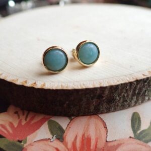 Amazonite Earrings, Amazonite Studs, raw Stone Earrings, natural Amazonite Earrings, green Stone Studs, april Birthstone, green Stone Earrings