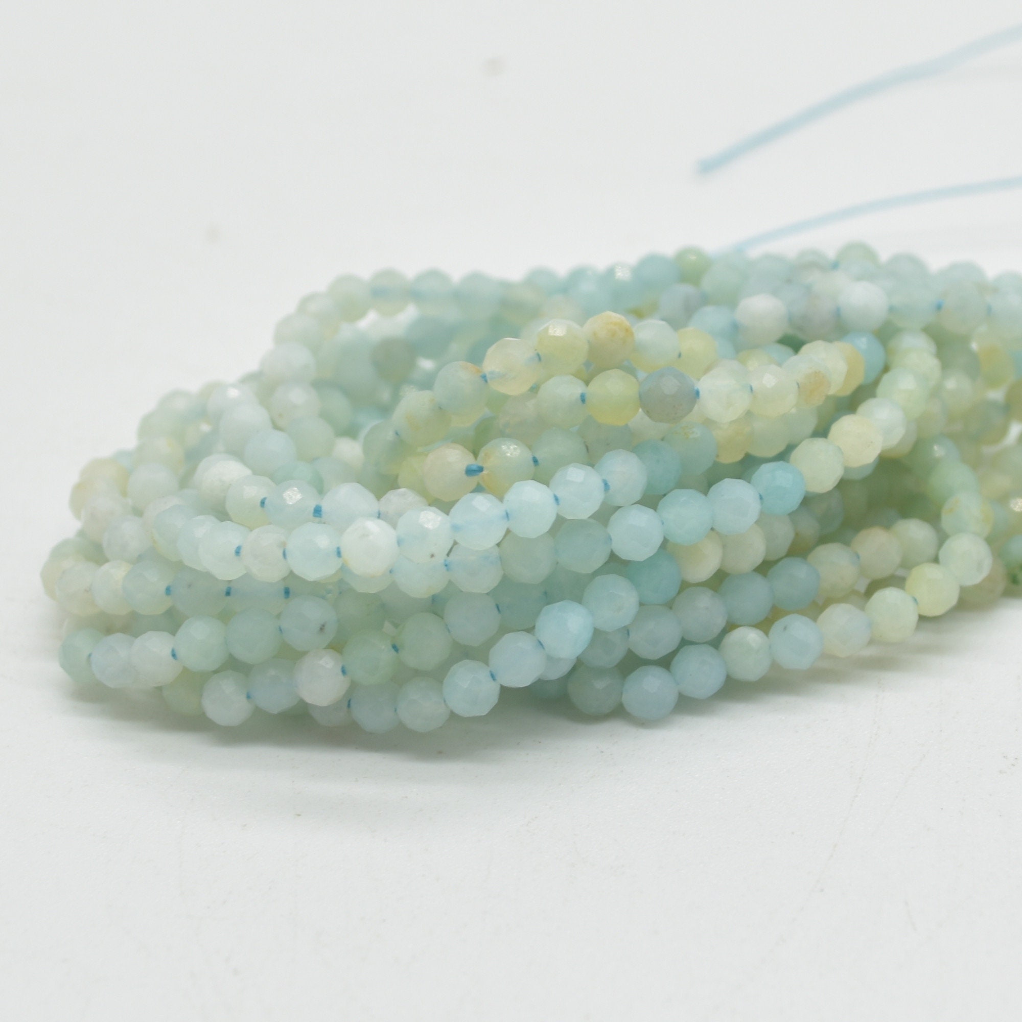 3mm Amazonite Gemstone Faceted Round Beads - 15" Strand - Mixed Colours