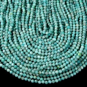 4MM Natural Green Amazonite Gemstone Grade AAA Micro Faceted Round Beads 15 inch Full Strand BULK LOT 1,2,6,12 and 50 (80016257-P52)
