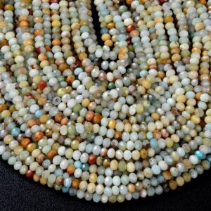 4X3MM Natural Amazonite Gemstone Grade AA Micro Faceted Rondelle Loose Beads BULK LOT 1,2,6,12 and 50 (P36)
