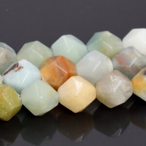 5-6MM Multicolor Amazonite Beads Star Cut Faceted Grade A Genuine Natural Gemstone Loose Beads 15"/7.5" Bulk Lot Options (108673)