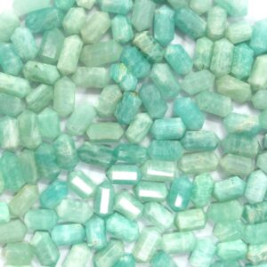 5 Faceted Amazonite Pencil Beads: Double Terminated Gemstone (5x10 MM)