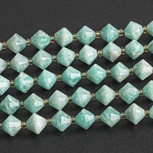 6MM White Green Amazonite Beads Grade AA Genuine Natural Gemstone Bicone Faceted Loose Beads 15"/7.5" Bulk Lot Options