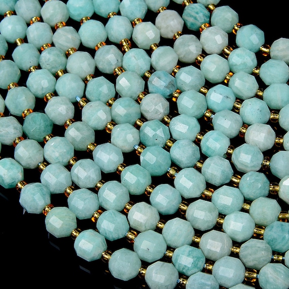 8mm Natural Peruvian Amazonite Gemstone Grade Aa Faceted Prism Double Point Cut Loose Beads Bulk Lot 1,2,6,12 And 50 (d31)
