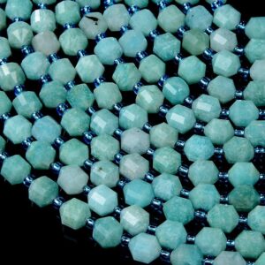 8MM Natural Peruvian Amazonite Gemstone Grade AAA Faceted Prism Double Point Cut Loose Beads BULK LOT 1,2,6,12 and 50 (D30)