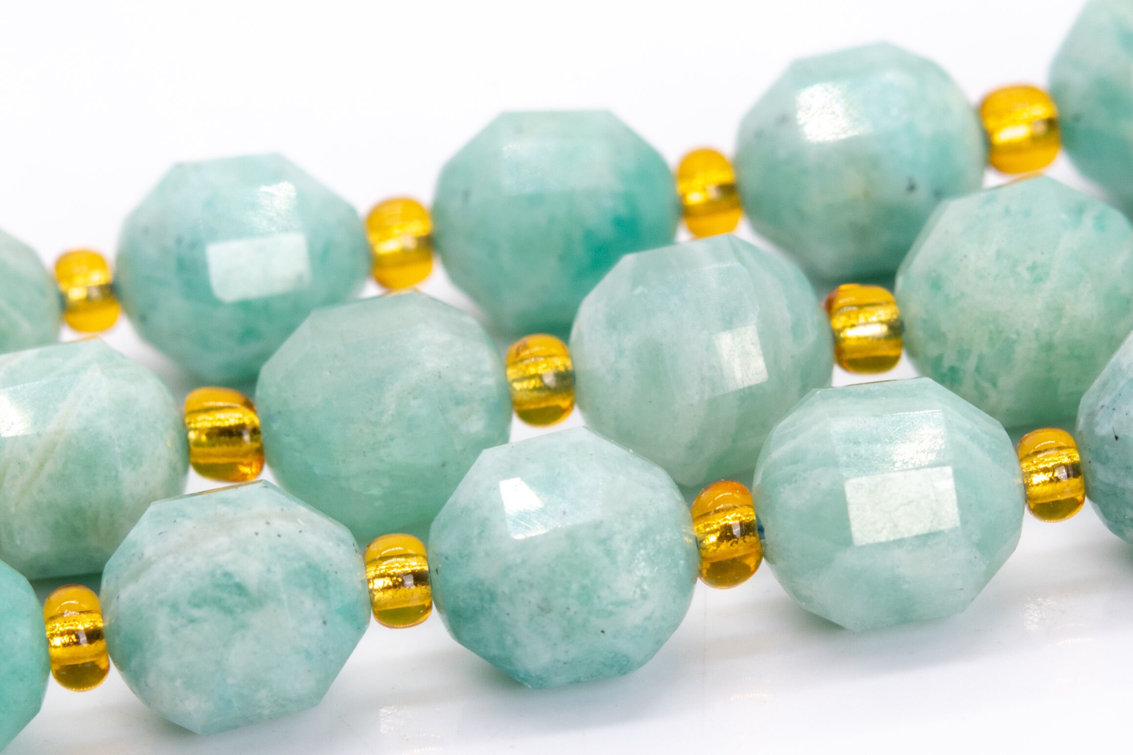 9x8mm Light Green Amazonite Beads Faceted Bicone Barrel Drum Grade A Genuine Natural Loose Beads 15.5" / 7.5" Bulk Lot Options (115615)
