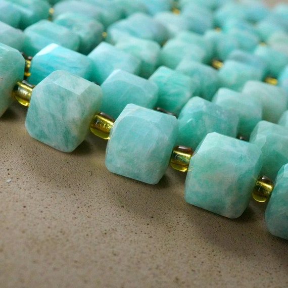 Amazonite Beads (cube)(faceted)(8mm)(15"strand)