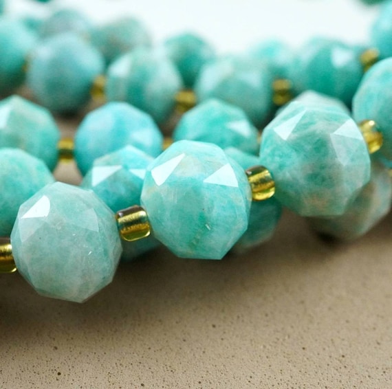 Amazonite Beads (rondelle)(triangle-faceted)(10x8mm)(15.5"strand)