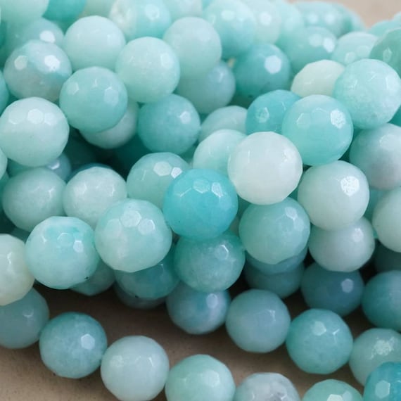 Amazonite Beads(round)(faceted)(4mm)(6mm)(8mm)(10mm)(16"strand)