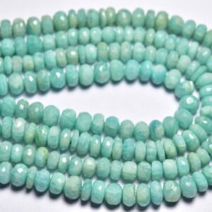 Beautiful Amazonite Rondelle Beads - 9 inches - Beautiful Natural Faceted Amazonite Rondelles - Size is 7.5-8 mm #1570