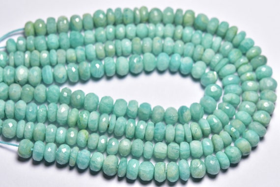 Beautiful Amazonite Rondelle Beads - 9 Inches - Beautiful Natural Faceted Amazonite Rondelles - Size Is 7.5-8 Mm #1570
