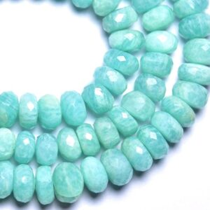 Beautiful Amazonite Rondelle Beads - 8 inches - Beautiful Natural Faceted Amazonite Rondelles - Size is 7.5-8 mm #1399