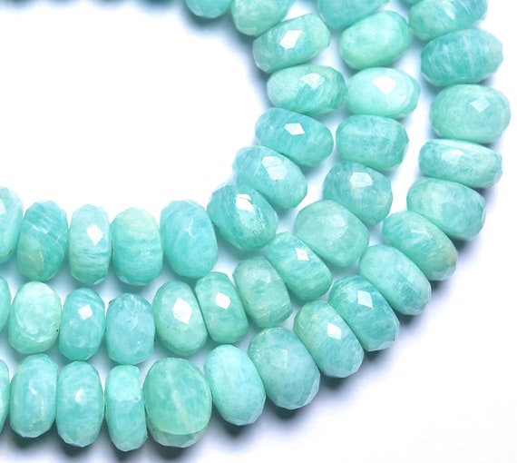 Beautiful Amazonite Rondelle Beads - 8 Inches - Beautiful Natural Faceted Amazonite Rondelles - Size Is 7.5-8 Mm #1399