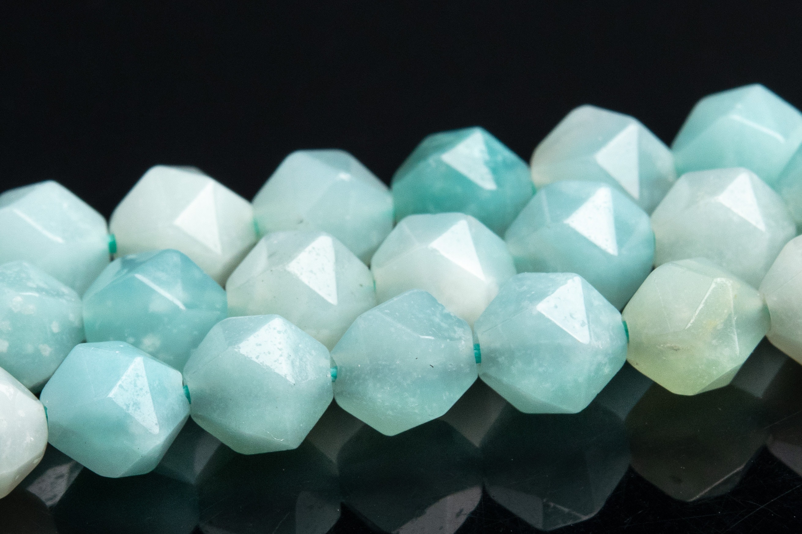 Blue Amazonite Beads Star Cut Faceted Grade A Genuine Natural Gemstone Loose Beads 6mm 8mm 10mm Bulk Lot Options