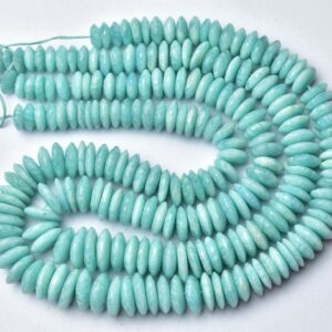 German Cut Amazonite Rondelle 8.5 inches - Natural Beautiful High Quality Faceted Amazonite Big Wheel Beads Size is 9 -15mm #2192