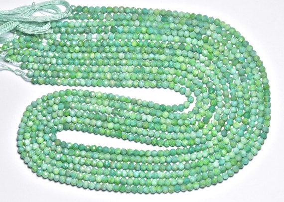 Greenish Amazonite Rondelle Beads - 16 Inches - Natural Super Quality Beautiful Faceted Amazonite Rondelle - Size Is 3.5 Mm #422