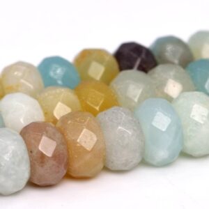 Multicolor Amazonite Beads Grade A Genuine Natural Gemstone Faceted Rondelle Loose Beads 6MM 8MM Bulk Lot Options