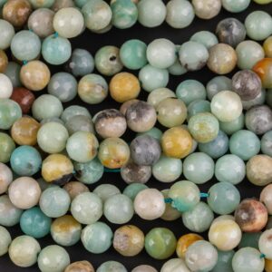 Natural AMAZONITE Beads faceted round sizes.  4mm, 6mm, 8mm, 10mm, 12mm, 14mm-Full Strand 15.5 inch Strand Gemstone Beads