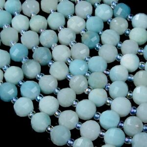 Natural Amazonite Gemstone Grade AAA Faceted Lantern 8MM 10MM Loose Beads BULK LOT 1,2,6,12 and 50 (D40)