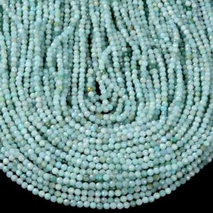 Natural Amazonite Gemstone Grade AA Micro Faceted Round 2MM 3MM Loose Beads 15 inch Full Strand BULK LOT 1,2,6,12 and 50 (P54)