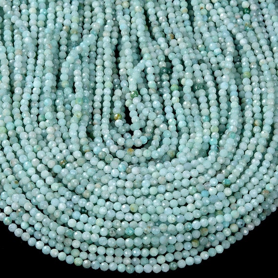 Natural Amazonite Gemstone Grade Aa Micro Faceted Round 2mm 3mm Loose Beads 15 Inch Full Strand Bulk Lot 1,2,6,12 And 50 (p54)