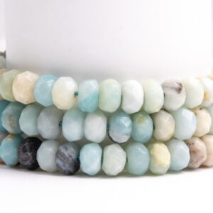 Natural Multicolor Amazonite Gemstone Grade A Faceted Rondelle 6x4mm 8x5mm Loose Beads