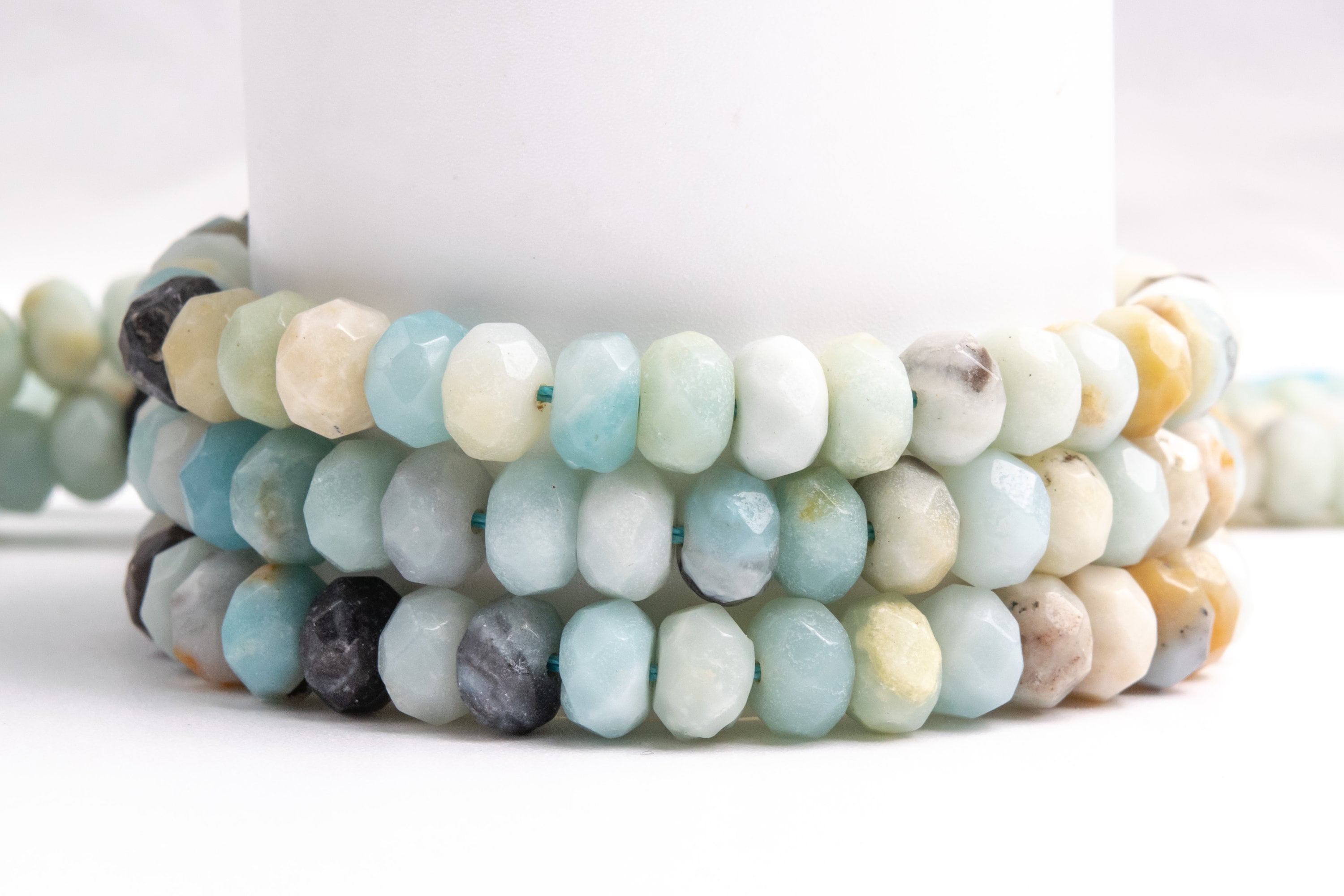 Natural Multicolor Amazonite Gemstone Grade A Faceted Rondelle 6x4mm 8x5mm Loose Beads