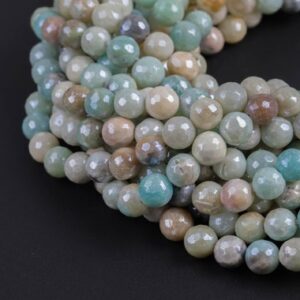 Natural MYSTIC AMAZONITE Beads faceted round sizes.  4mm, 6mm, 8mm, 10mm, 12mm, 14mm-Full Strand 15.5 inch Strand AAA Quality Gemstone Beads