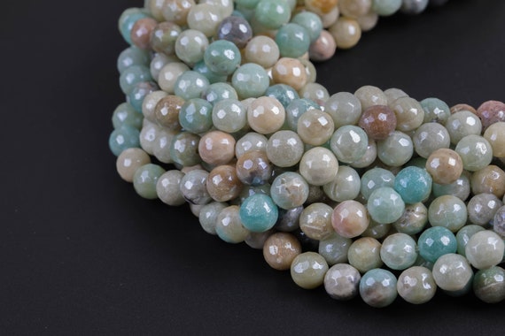 Natural Mystic Amazonite Beads Faceted Round Sizes. 4mm, 6mm, 8mm, 10mm, 12mm, 14mm-full Strand 15.5 Inch Strand Aaa Quality Gemstone Beads