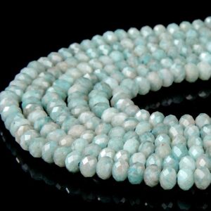 Natural Peruvian Amazonite Gemstone Grade A Micro Faceted Rondelle 4X3MM Loose Beads BULK LOT 1,2,6,12 and 50 (P90)