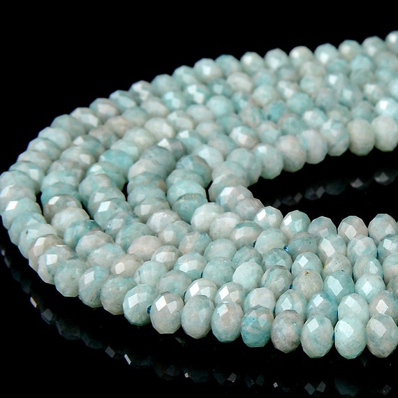 Natural Peruvian Amazonite Gemstone Grade A Micro Faceted Rondelle 4x3mm Loose Beads Bulk Lot 1,2,6,12 And 50 (p90)