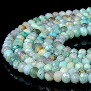 Natural Peruvian Amazonite Gemstone Grade A Micro Faceted Rondelle 5X3MM 6X4MM Loose Beads BULK LOT 1,2,6,12 and 50 (P90)