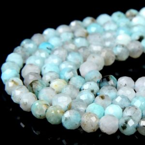 Natural Peruvian Amazonite Gemstone Grade A Micro Faceted Round 2MM 3MM 4MM 5MM Loose Beads BULK LOT 1,2,6,12 and 50 (P69)