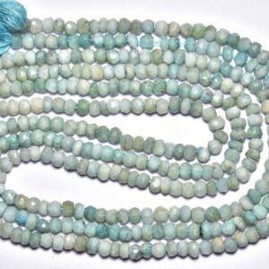 Amazonite Rondelle Beads - 13 inches - Natural Finest Quality Faceted African Amazonite Rondelle Strand - Size is 4 mm #653