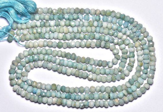 Amazonite Rondelle Beads - 13 Inches - Natural Finest Quality Faceted African Amazonite Rondelle Strand - Size Is 4 Mm #653 Amazonite Rondelle Beads - 13 Inches - Natural Finest Quality Faceted African Amazonite Rondelle Strand - Size Is 4 Mm #653