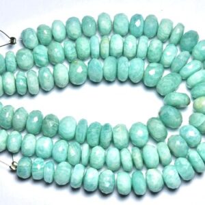 Amazonite Rondelle Beads - 7 inches - Most Beautiful Finest Quality Natural Amazonite Faceted Rondelles,Size is 7-8.50mm #184