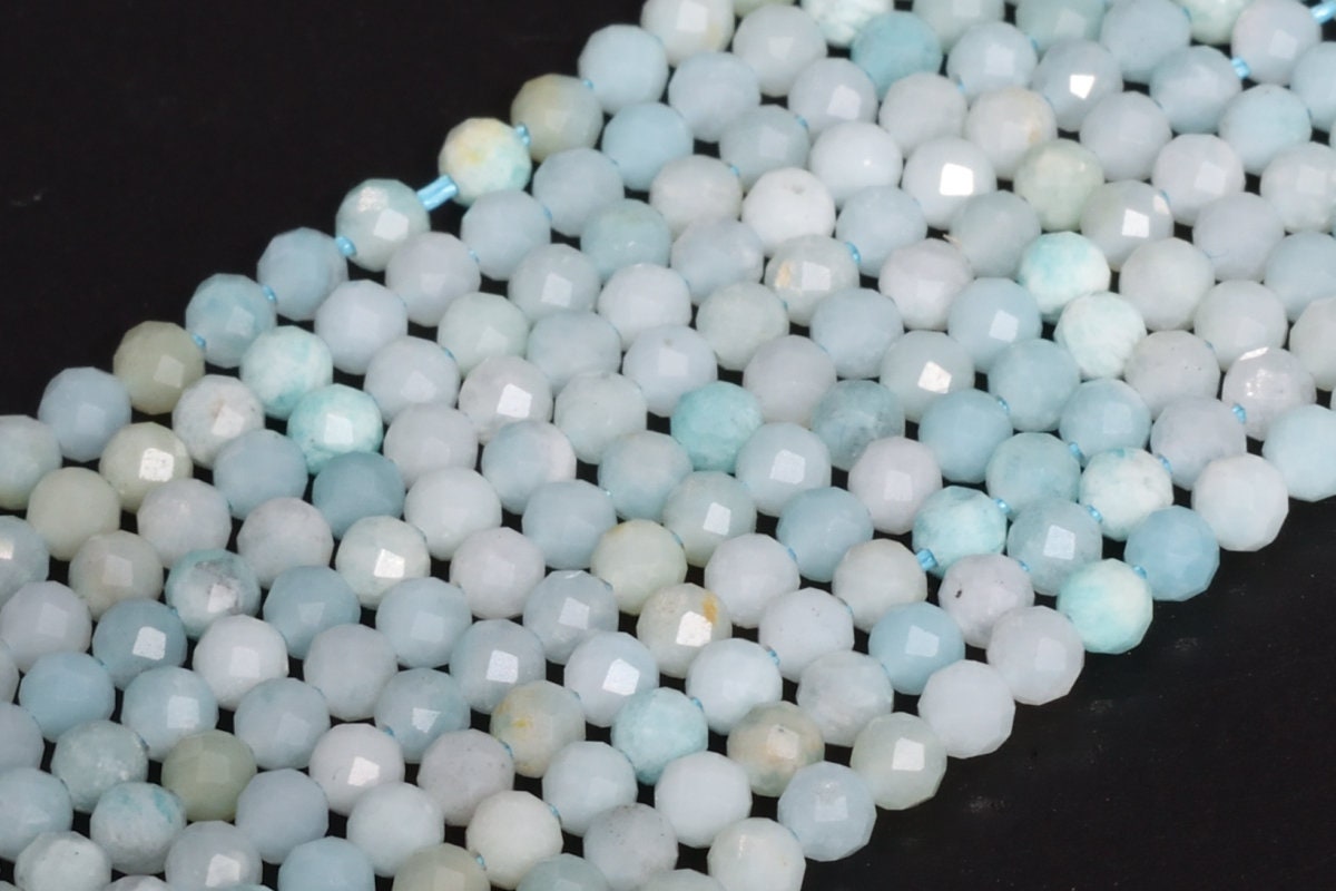 Sale 3mm Blue Amazonite Beads Grade A Genuine Natural Gemstone Full Strand Faceted Round Loose Beads 15" Bulk Lot Options (107789-2531)