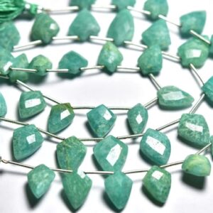 Amazonite Fancy Briolette Beads - 7 inches - Finest Quality Natural Amazonite Tie Shape Faceted Briolettes - Size is 9x12-8x13 mm #1023