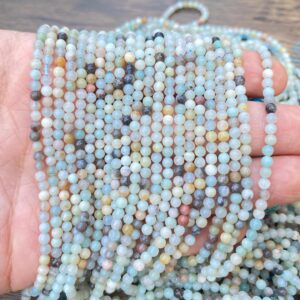 2mm/3mm/4mm Natural Amazonite Gemstone Round Beads,loose Beads Necklace,crystals Beads,smooth Round Beads,for Jewelry Making.
